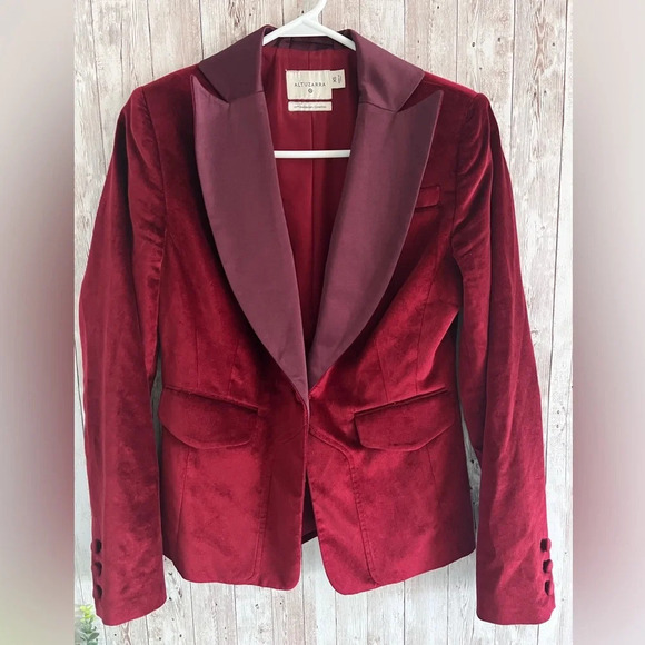 ALTUZARRA : Women’s Limited Edition Red Velvet Tuxedo Blazer Jacket XS - Picture 1 of 4